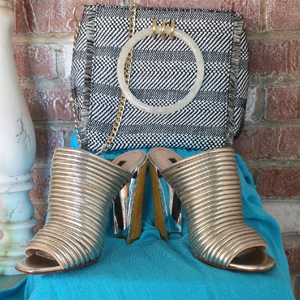 Chic Rachel Zoe Silver Heeled Mules - Picture 14 of 15
